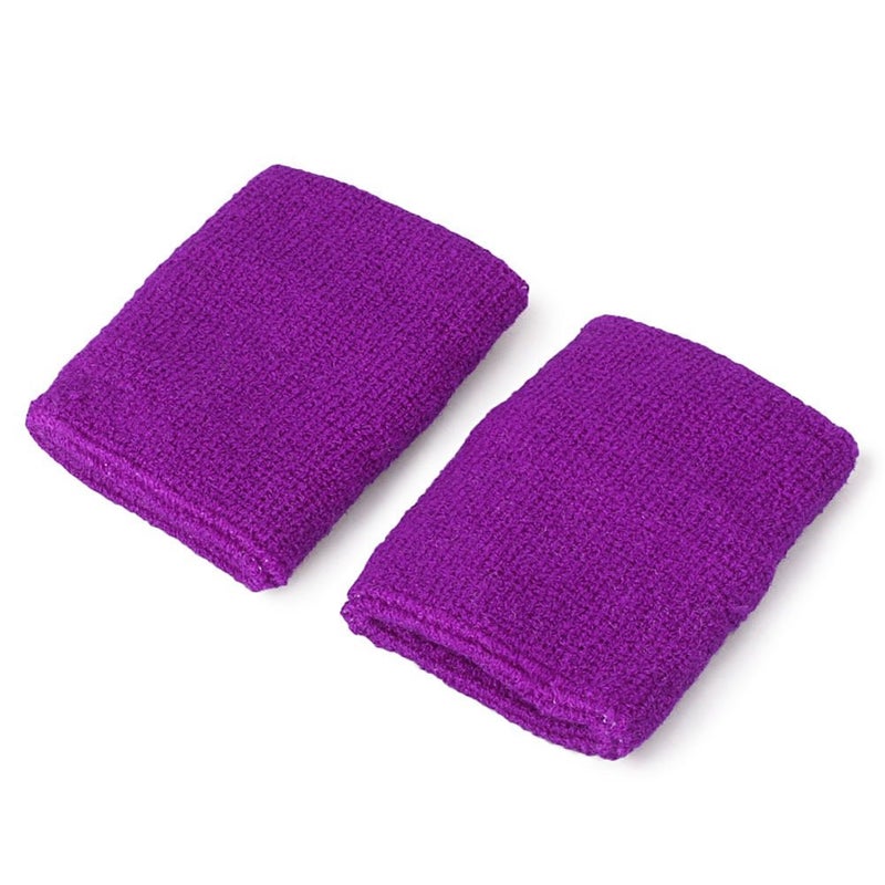 Mallofusa 10 Pack Colorful Sports Basketball Football Absorbent Wristband Party Outdoor Activity (Purple) - Image 5